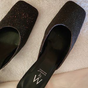 VINTAGE M by Marinelli Bronze Colored Mules, Unique Sparkly Multi-Tonal Beading